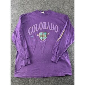 VTG 1992 Colorado USA Denver Long Sleeve Shirt Purple Signal Sports XL